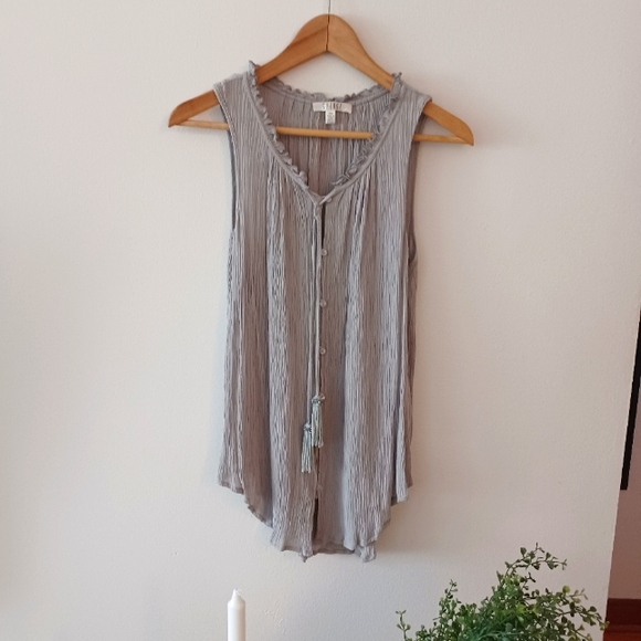 NWoT Spense Silver Gray Button Up Tank Top with Tassels - Picture 6 of 16